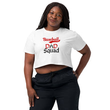 Load image into Gallery viewer, Baseball Dad Squad tee with blk&amp;red letters for proud papa
