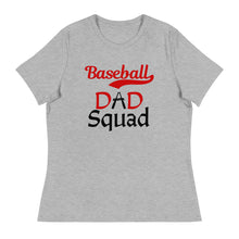 Load image into Gallery viewer, Baseball Dad Squad tee with blk&amp;red letters for proud papa
